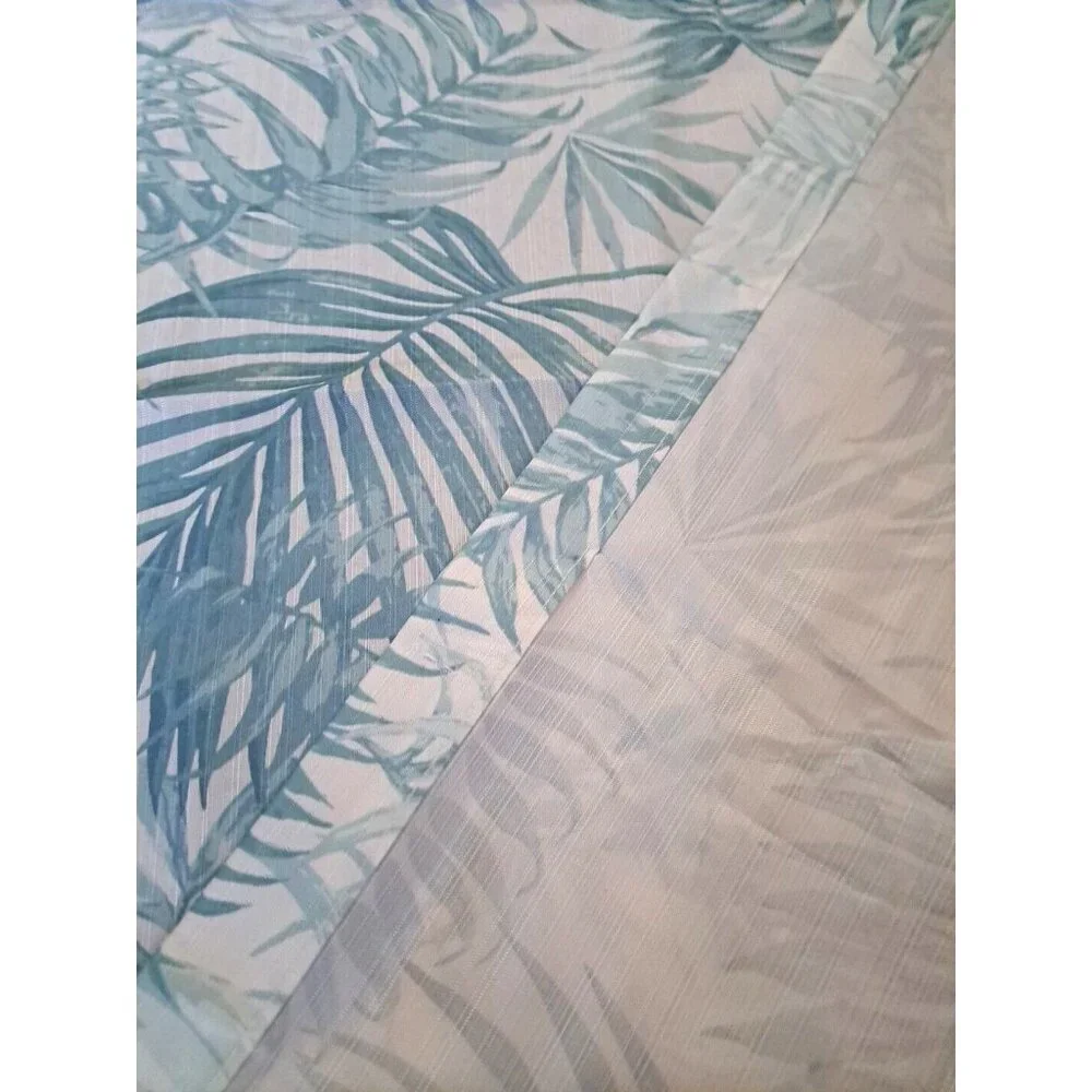 Palm Tree Frond Fabric Shower Curtain White Green Tropical Beach Mainstays